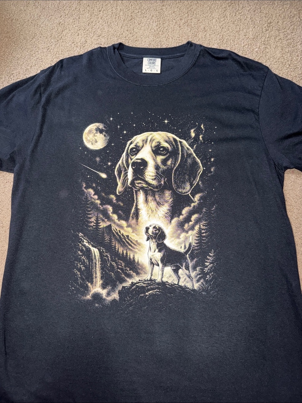 Comfort Colors Black Tee with Majestic Beagle Nightscape